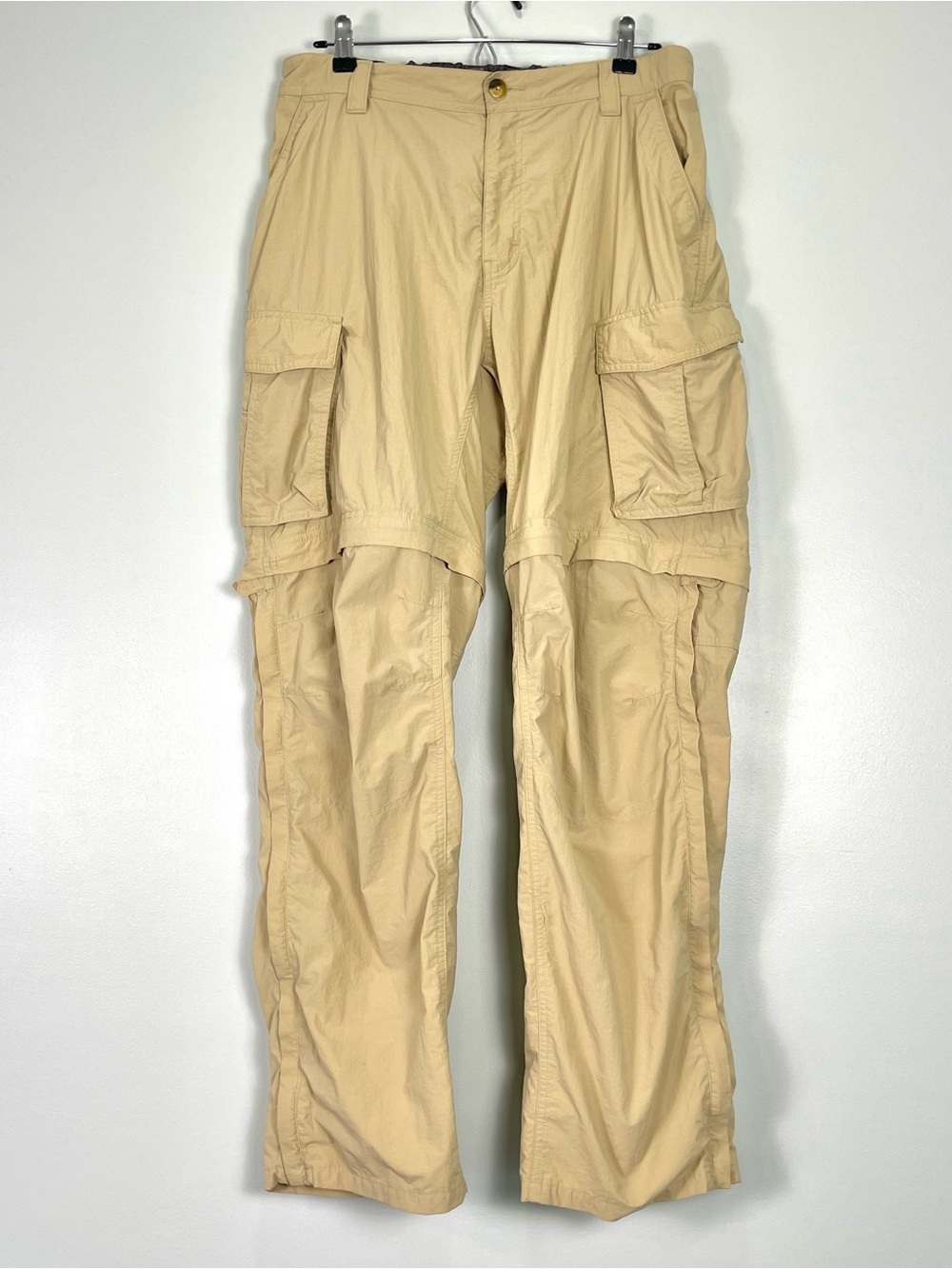 REI CO-OP Men's Tan Nylon Convertible Pants Outdoor Side Zip-Off Leg Sz. L x 32L